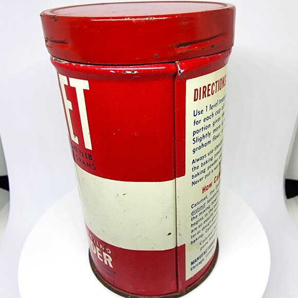 Vintage 1950'S CALUMET Double-Acting Baking Powder Tin Can 1/2 lb. N.Y. USA - Picture 4 of 13